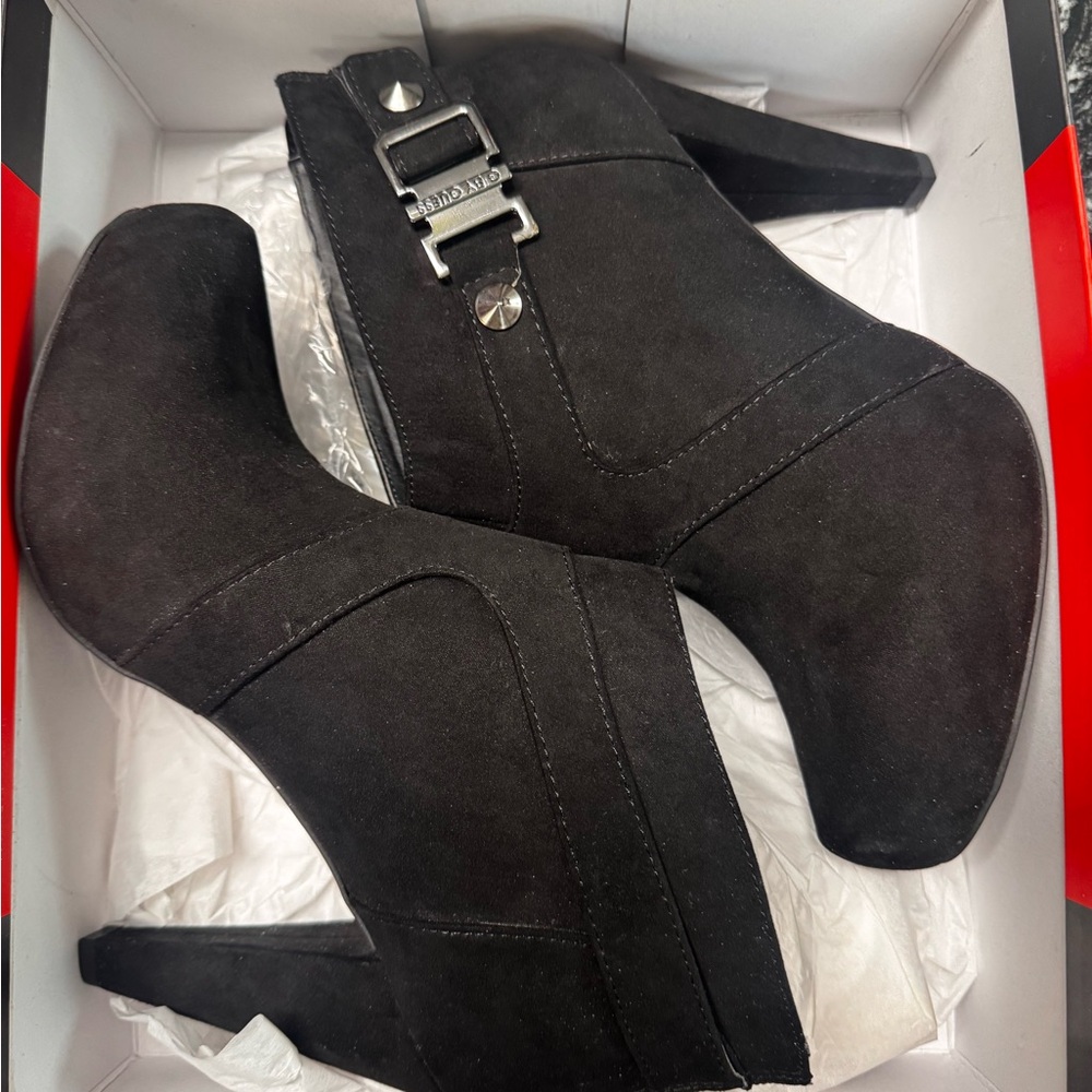 G by Guess Elegant Black Suede Ankle Booties